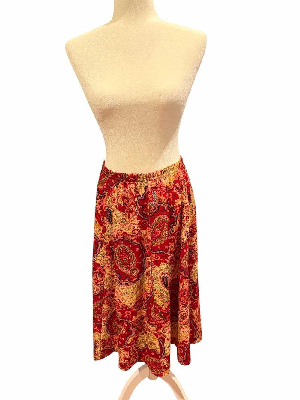 Vintage Blair Red Multicolored Skirt Floral Paisley Medium PT Retro Boho